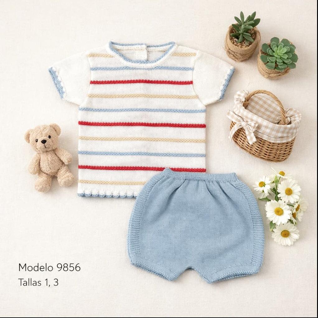 Conjunto bebé de punto con camiseta de rayas y braguita – Diverchic 621009856