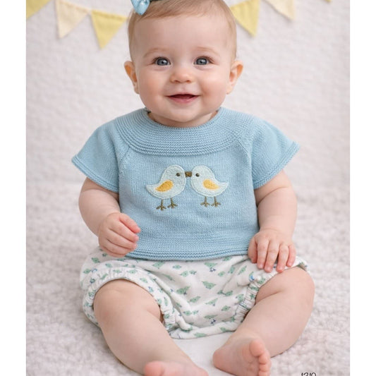 Premier ensemble de bébé en perle 8005 Pelottas Celeste