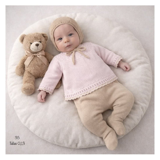Conjunto de hilo perlé 3 piezas para bebé Alma Petit rosa 621000035