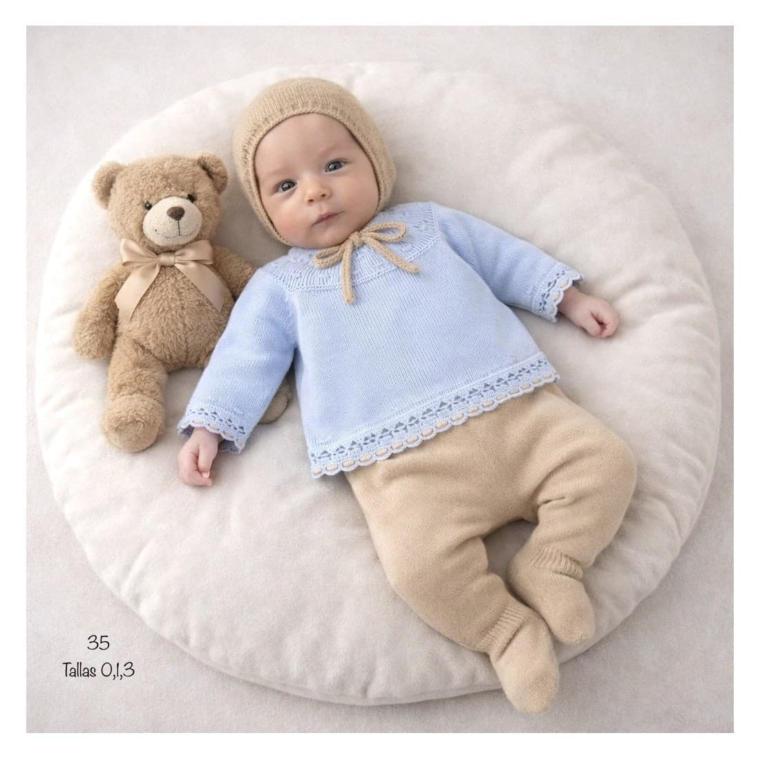Conjunto de hilo perlé 3 piezas para bebé Alma Petit azul 621000035