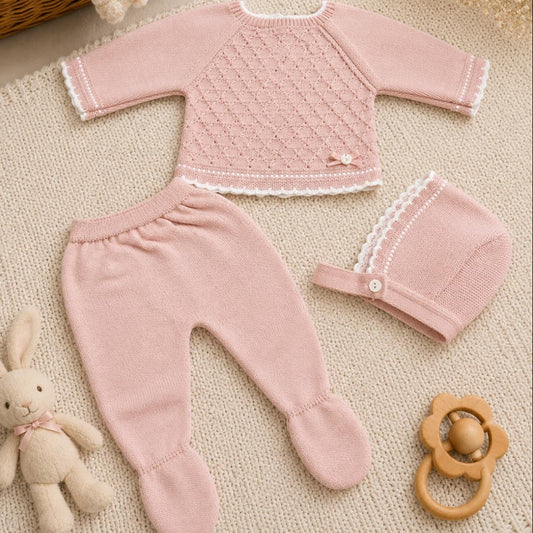 Conjunto de bebé de lana 3 piezas con polaina y capota Pelottas 621102020 Maquillaje