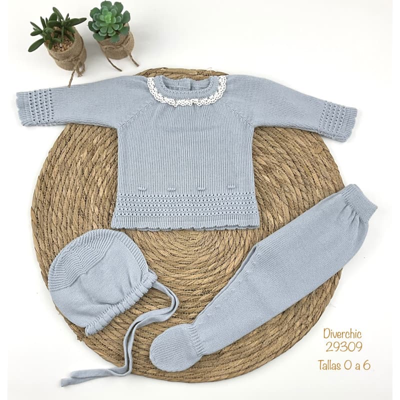 Conjunto Diverchic Lã Cinza Bebé 321129309 Suavidade, elegância e conforto 