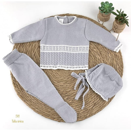 Conjunto primera puesta para bebé Punto lana suave 421103111 Fabricación nacional
