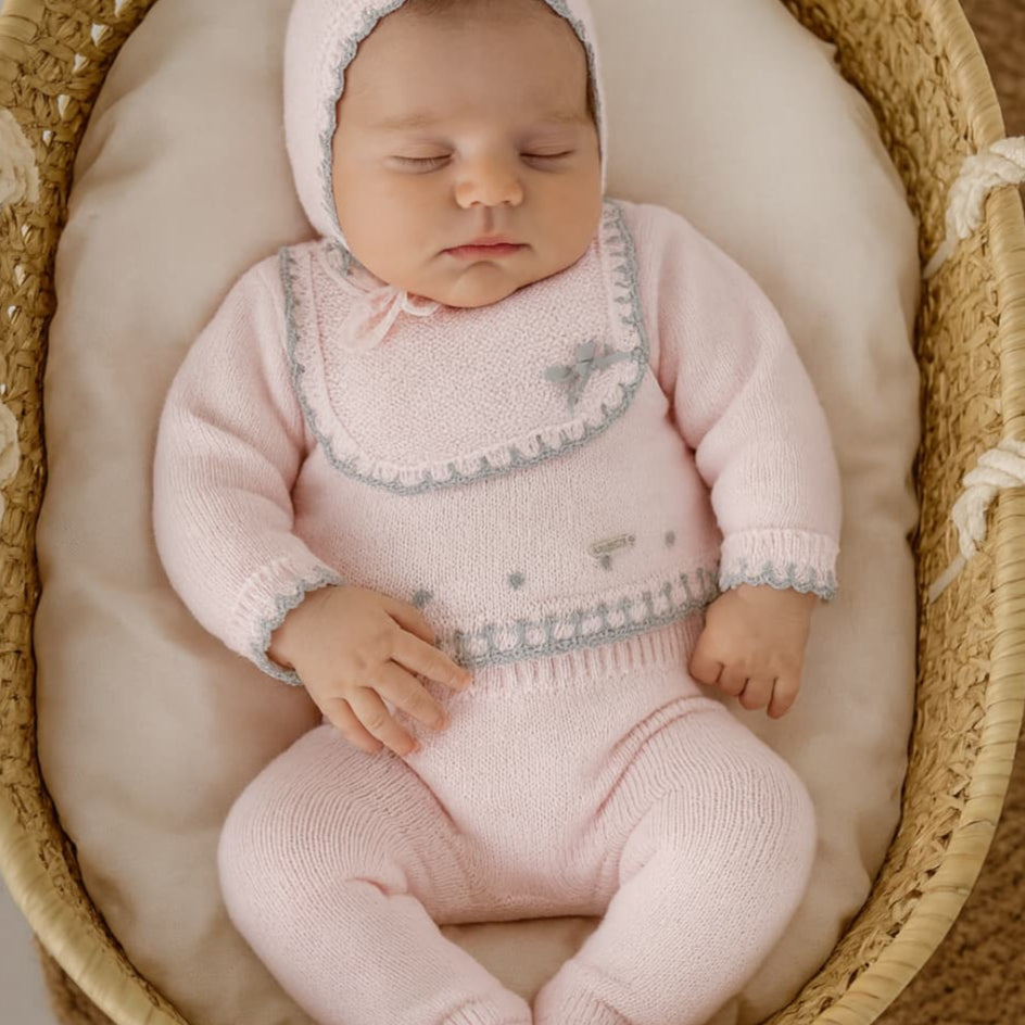 Conjunto bebé lana tres piezas Visi 521150101 rosa