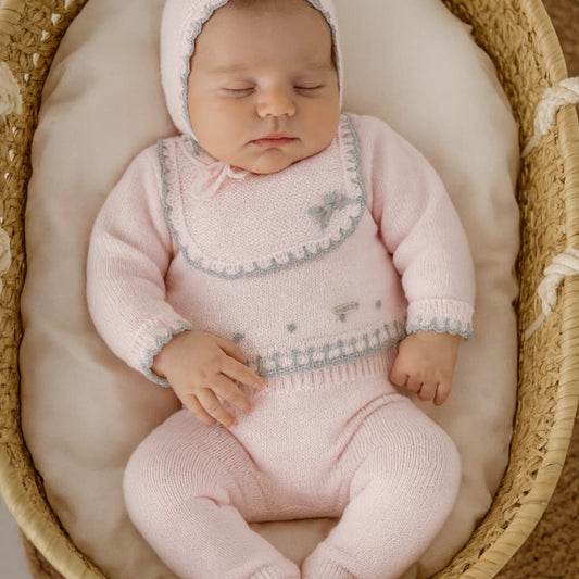 Conjunto bebé lana tres piezas Visi 521150101 rosa