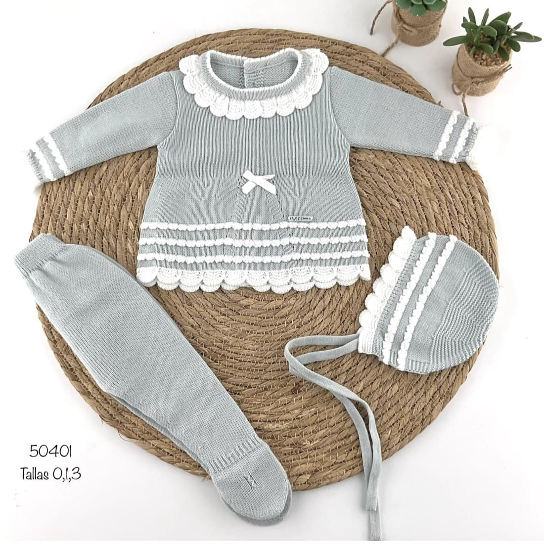 Conjunto bebé lana tres piezas Visi 521150401 Verde