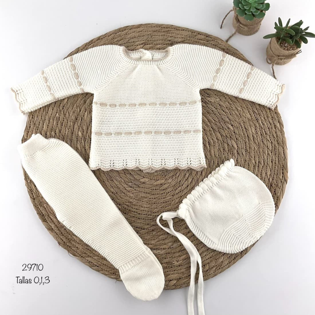 Ensemble bébé trois pièces en laine brute Diverchic 521129710 