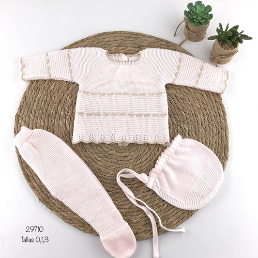 Conjunto bebé lana tres piezas Diverchic 521129710 Rosa