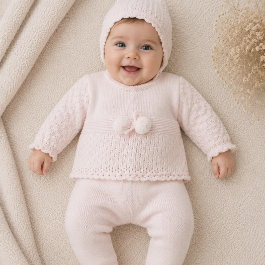 Première tenue en laine pour bébé 3314 Celeste Alma Petit dentelle