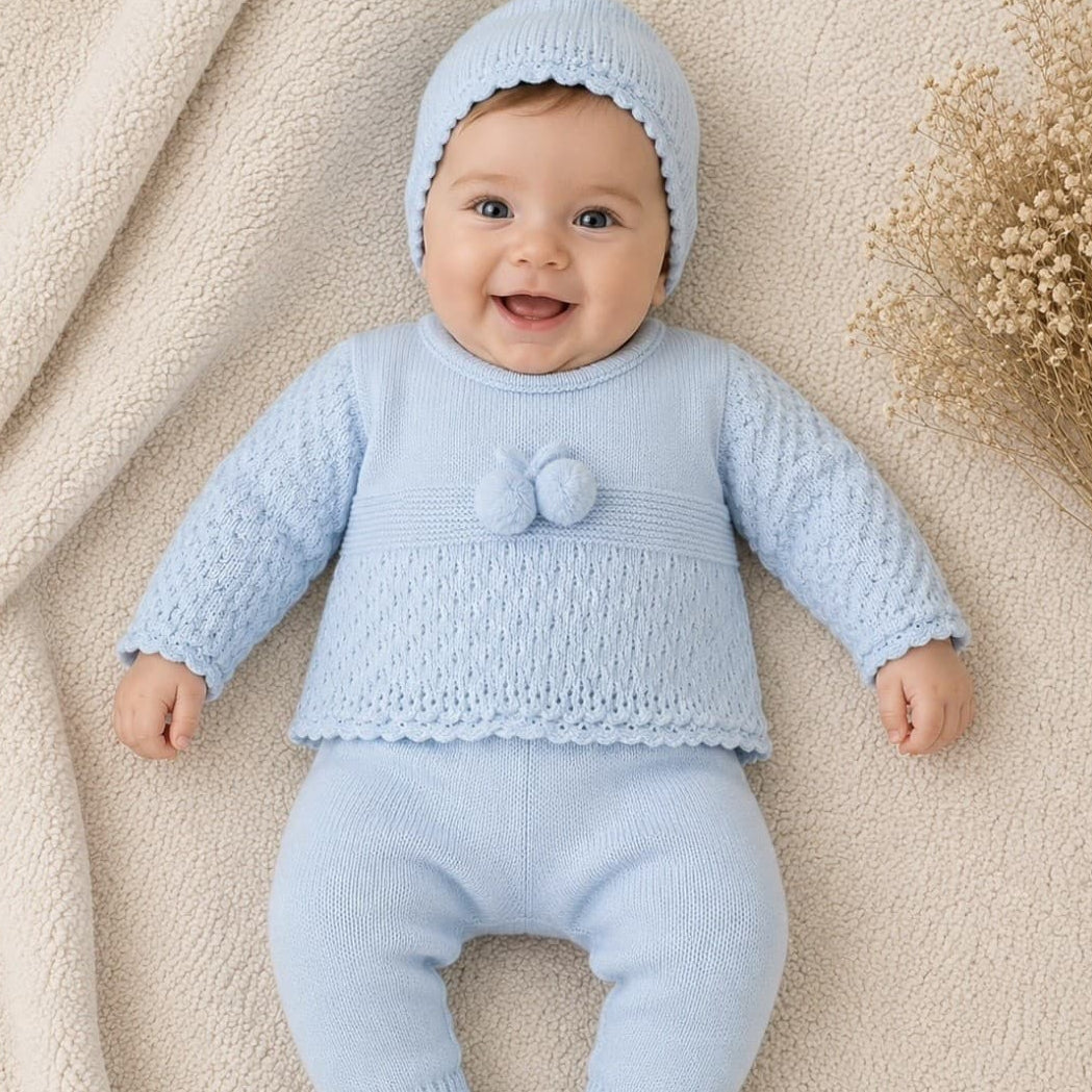 Première tenue en laine pour bébé 3314 Celeste Alma Petit dentelle
