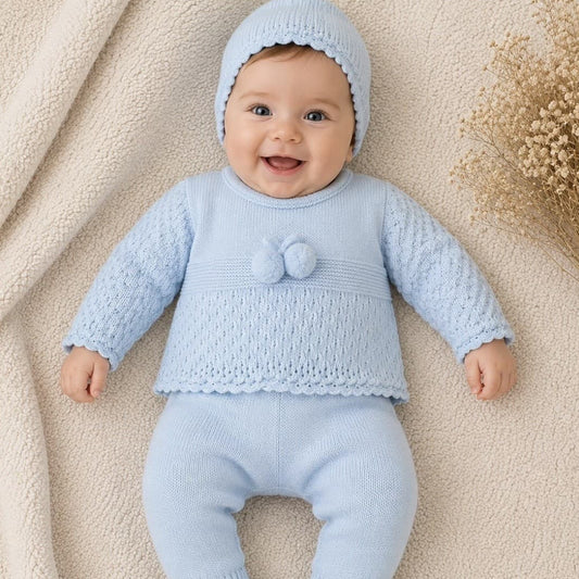 Première tenue en laine pour bébé 3314 Celeste Alma Petit dentelle