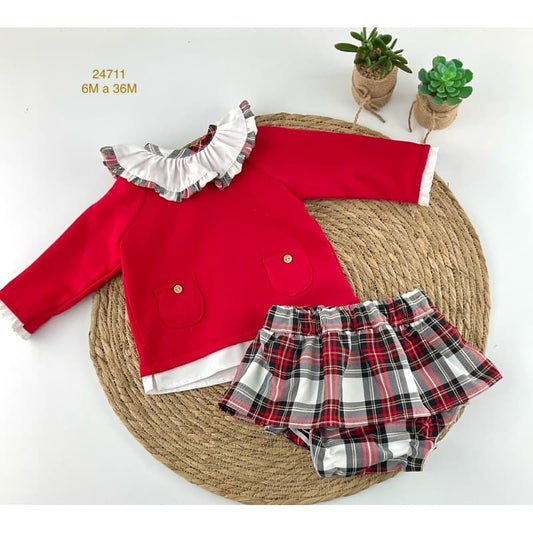 Conjunto bebé niña Creaciones Baby Ferr 422124711 – Rojo con cuadros escoceses