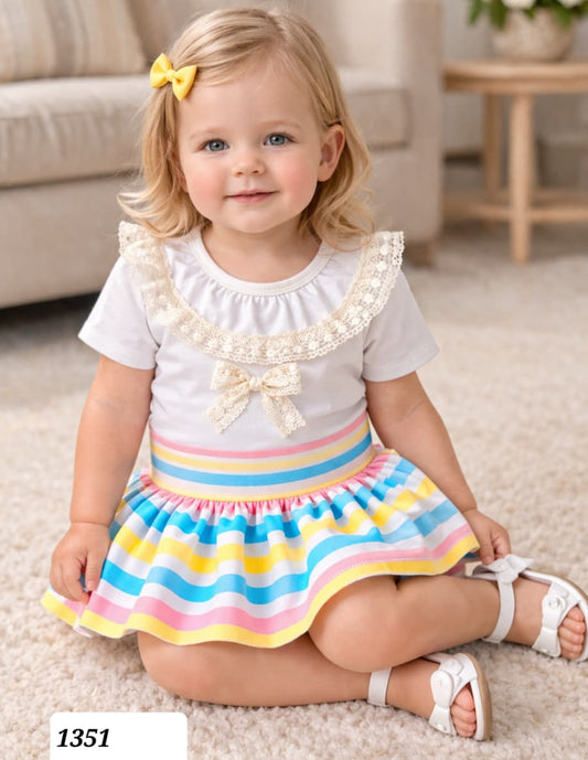 Conjunto bebé niña con faldita multicolor – Alma Petit (6 a 36 meses)