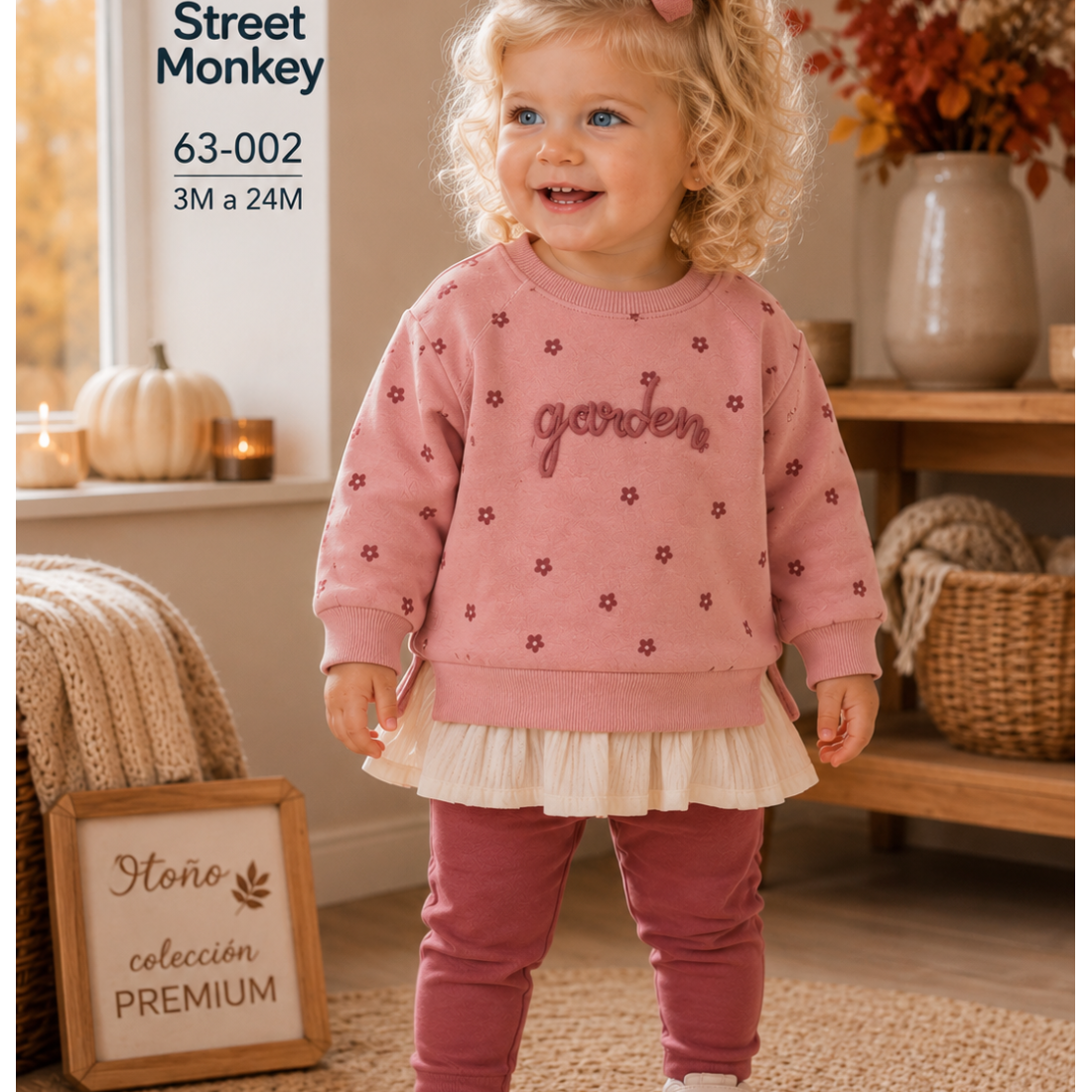 Conjunto bebé niña rosa Garden Street Monkey 622163002 | 3-24 meses
