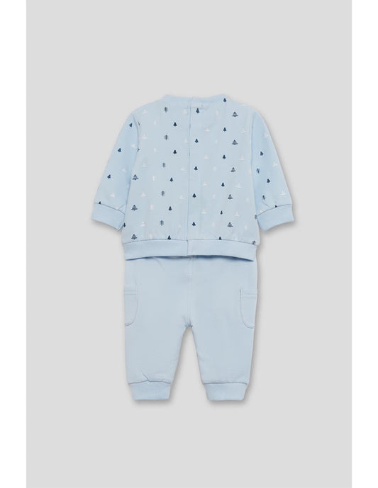 Conjunto bebé niño Street Monkey sudadera azul con estampado y pantalón a juego 522152001(3 a 18 meses)