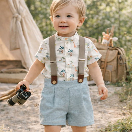 Conjunto Bebé Niño con Tirantes y Camisa Estampada Creaciones Baby Ferr 622026304