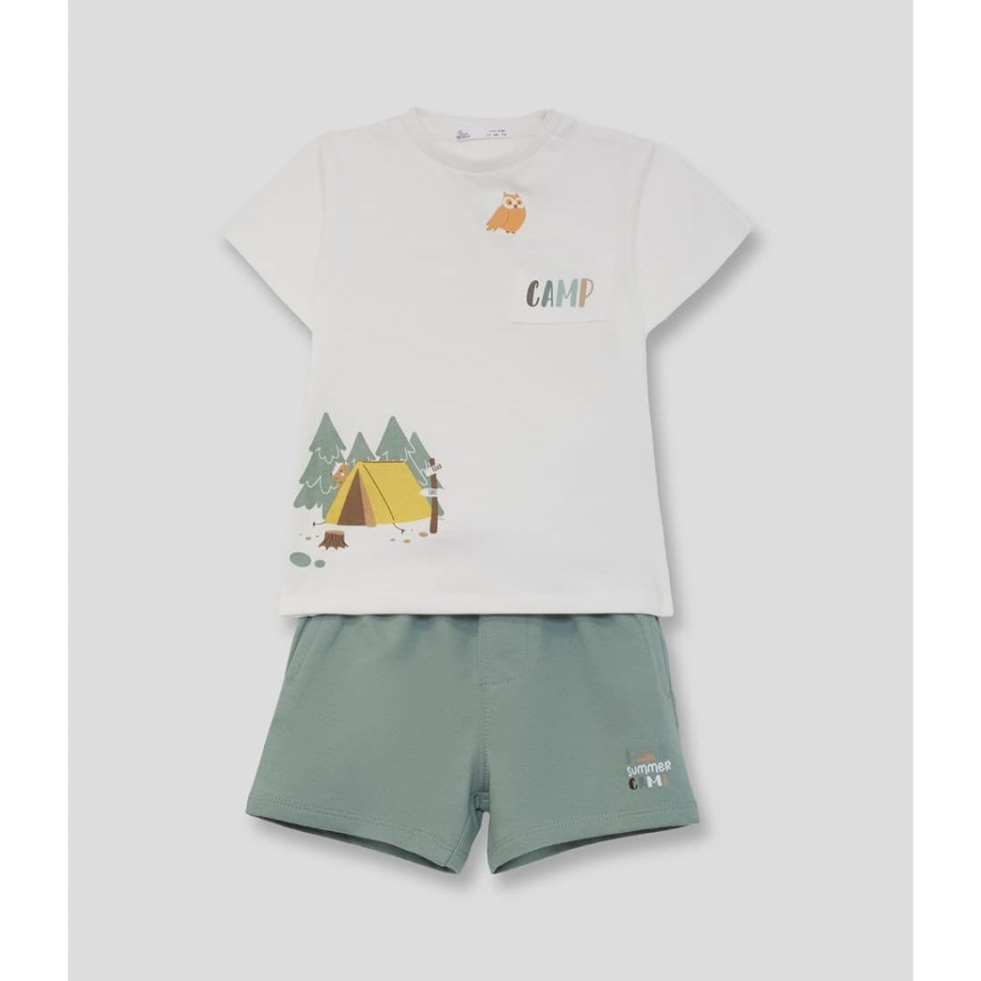 Conjunto infantil de niño STREET MONKEY con camiseta blanca y bermuda verde 622064035