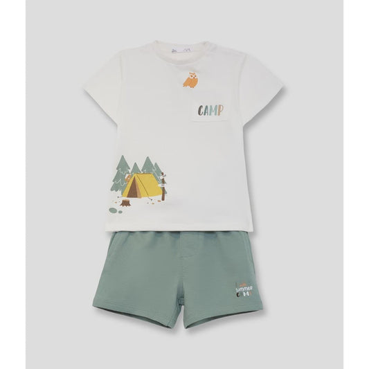 Conjunto infantil de niño STREET MONKEY con camiseta blanca y bermuda verde 622064035