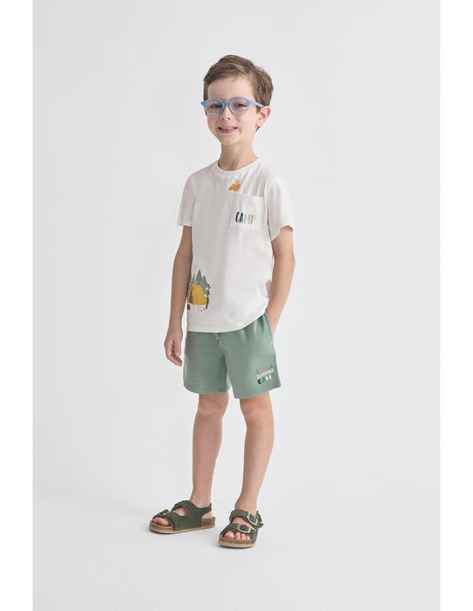 Conjunto infantil de niño STREET MONKEY con camiseta blanca y bermuda verde 622064035