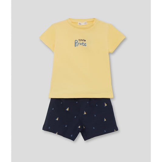 Conjunto infantil de niño STREET MONKEY con camiseta amarilla y bermuda azul marino 622064064