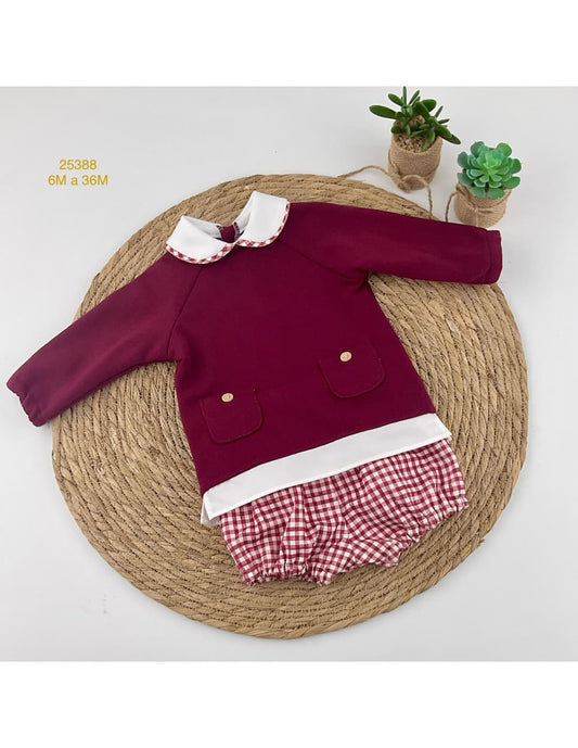 Conjunto bebé menino com cuecas xadrez e sweatshirt 522125388