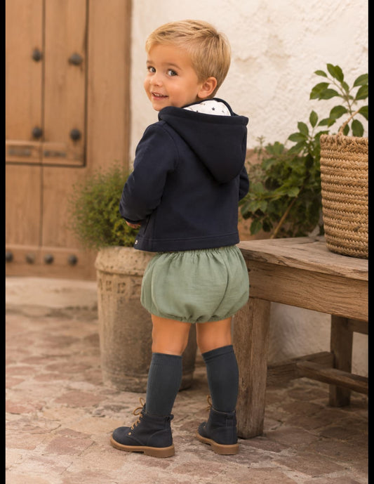 Conjunto bebé niño con sudadera de cocodrilo y culotte verde  DIVERCHIC 622104009