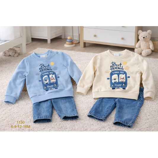Conjunto bebé niño con sudadera y pantalón tejano 622001130