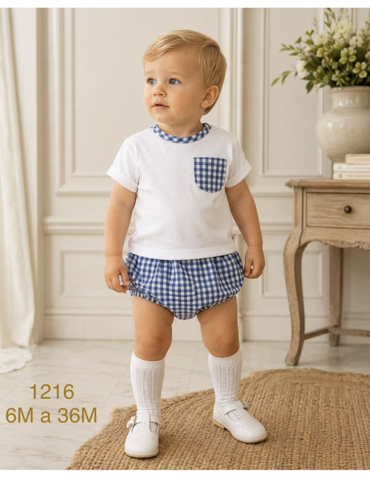 Conjunto Bebé Niño 622001216 – Camiseta y Bombacho Vichy