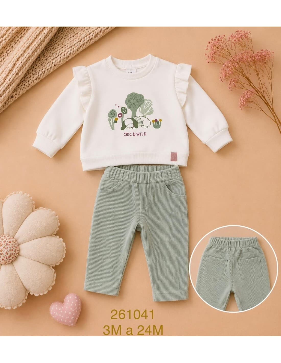 Ensemble bébé garçon Babybol gris et vert avec sweat et pantalon 522152110 Confort et style décontracté