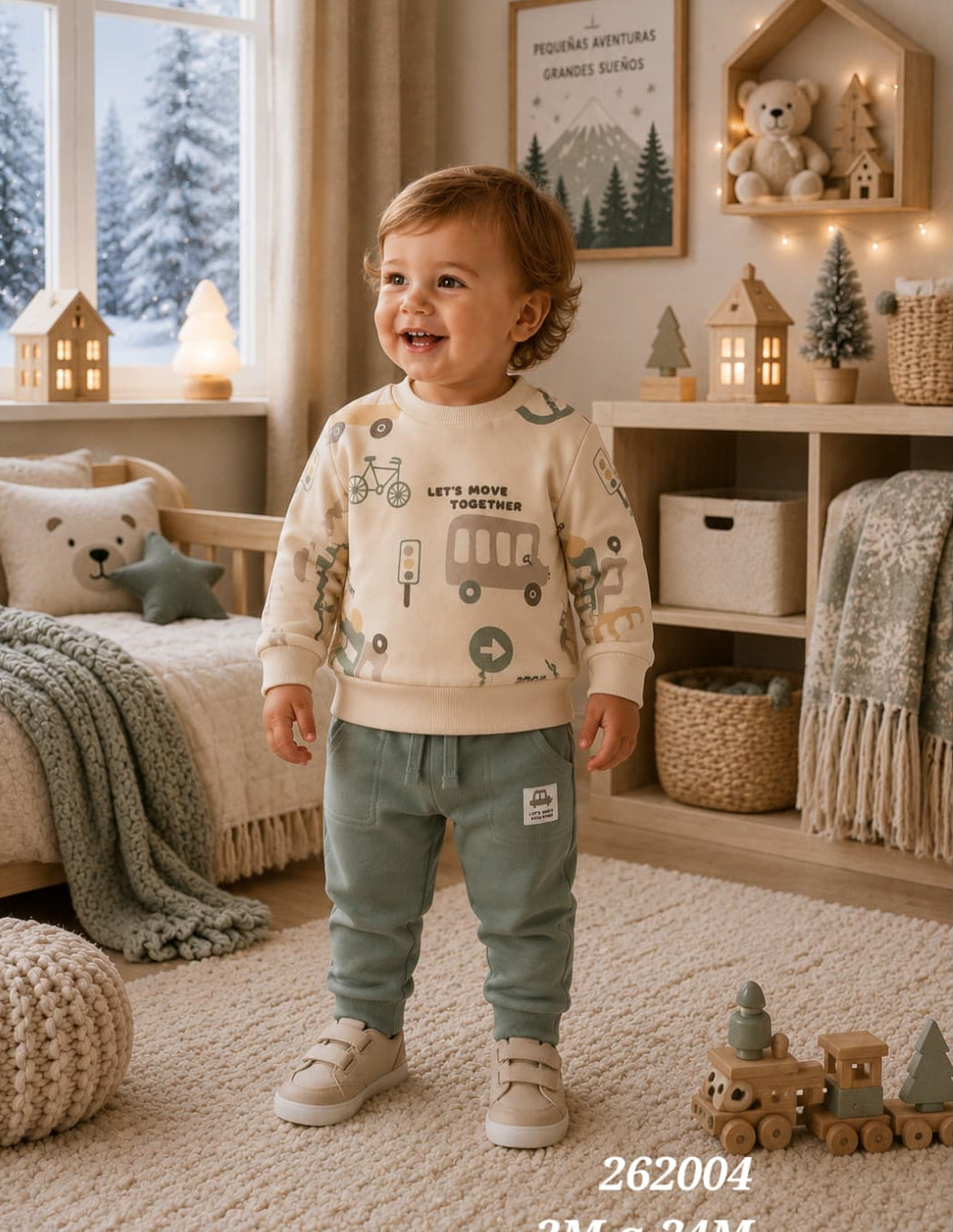 Ensemble bébé garçon Babybol gris et vert avec sweat et pantalon 522152110 Confort et style décontracté