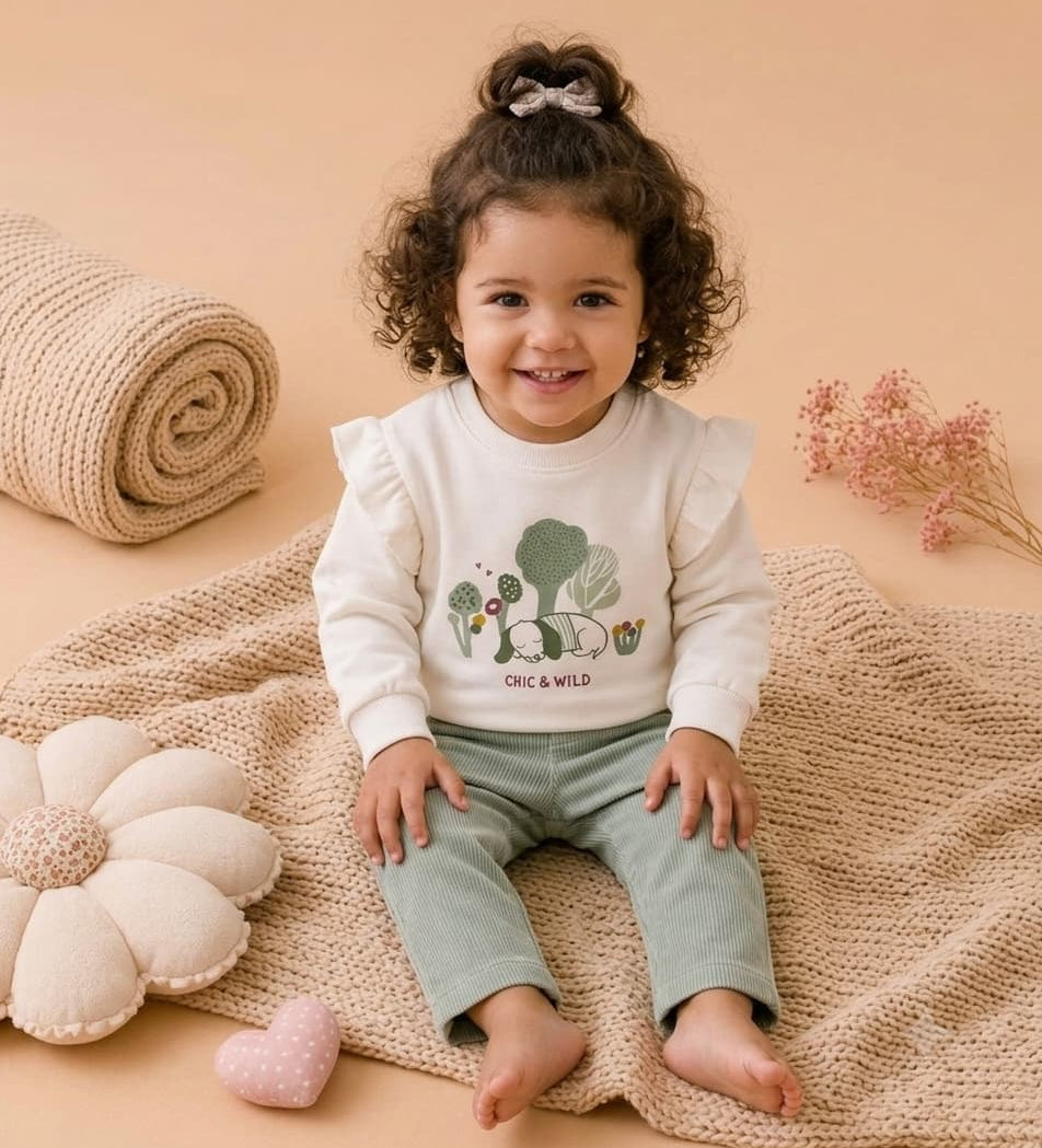 Conjunto Babybol cinza e verde para bebé menino com sweatshirt e calças 522152110 Conforto e estilo casual