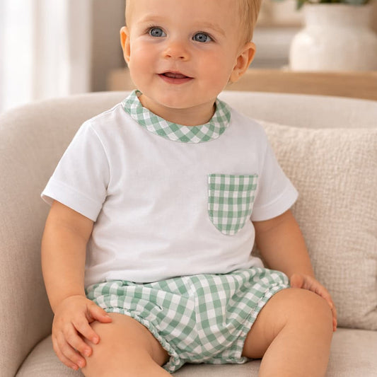 Conjunto Bebé Niño 622001216 – Camiseta y Bombacho Vichy