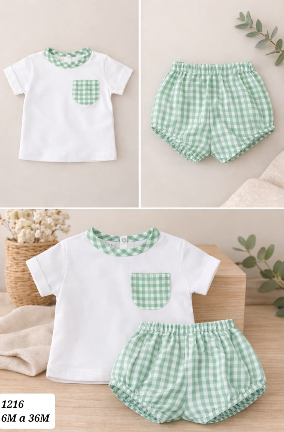 Conjunto Bebé Niño 622001216 – Camiseta y Bombacho Vichy