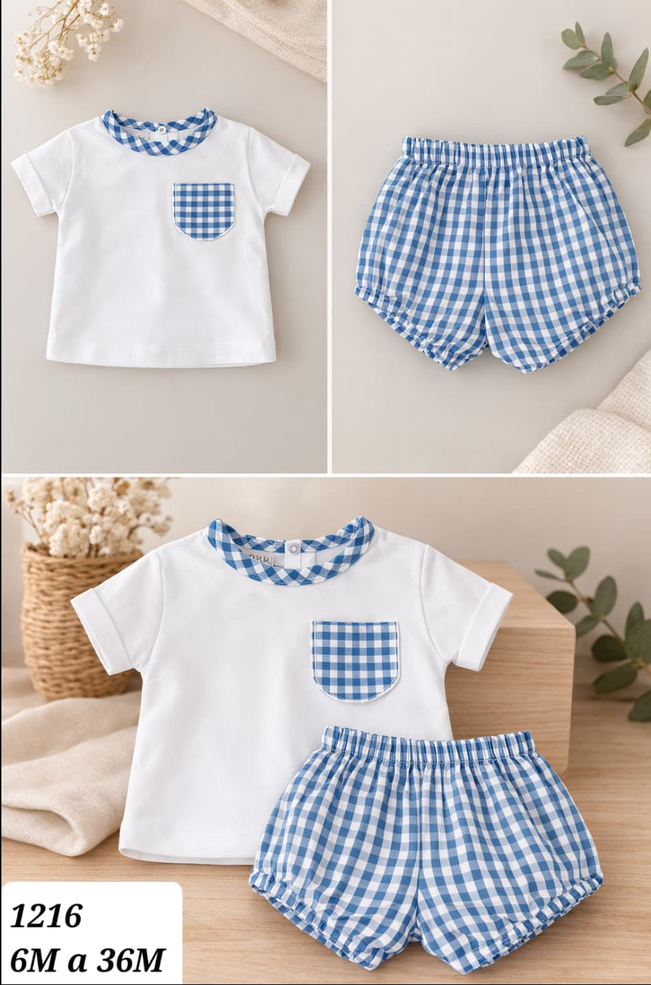 Conjunto Bebé Niño 622001216 – Camiseta y Bombacho Vichy