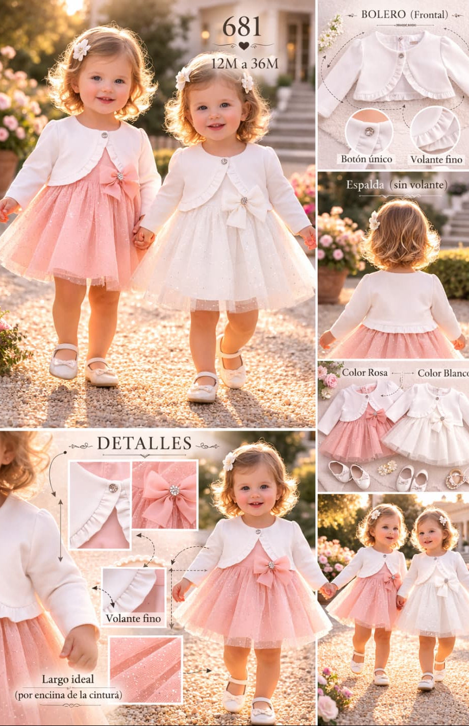 Conjunto ceremonia chaqueta y vestido bebé niña 622000681