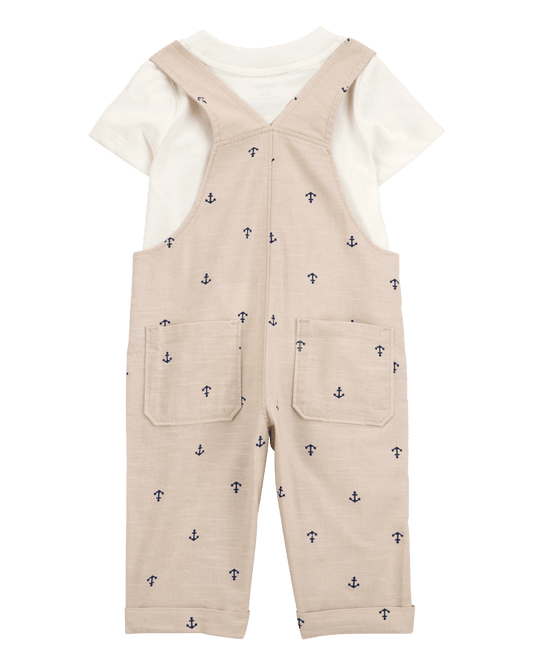 Conjunto de dos piezas con camiseta con ancla y peto