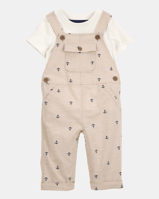Conjunto de dos piezas con camiseta con ancla y peto