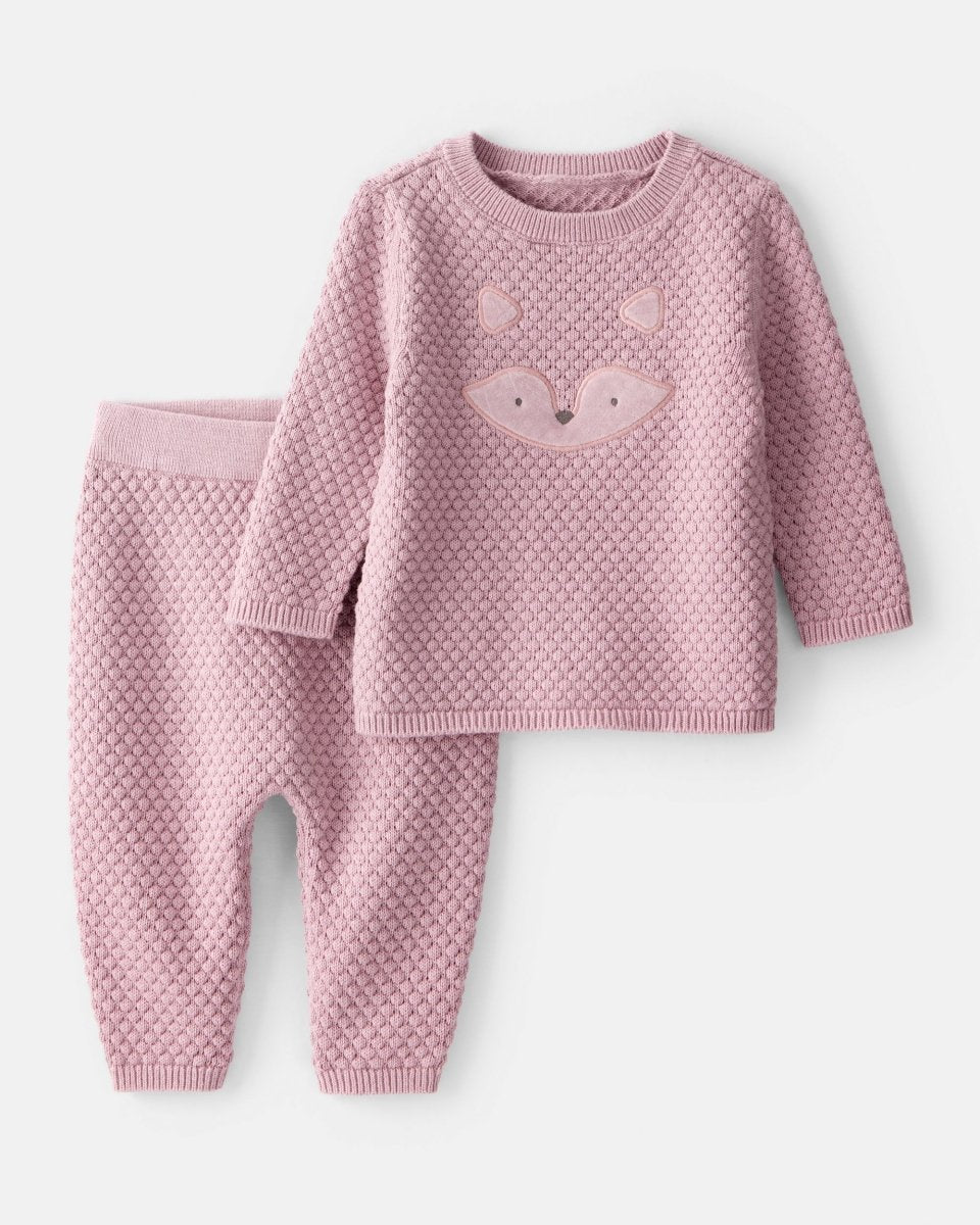 Conjunto dos piezas algodón con cárdigan rosa estampado y pantalón