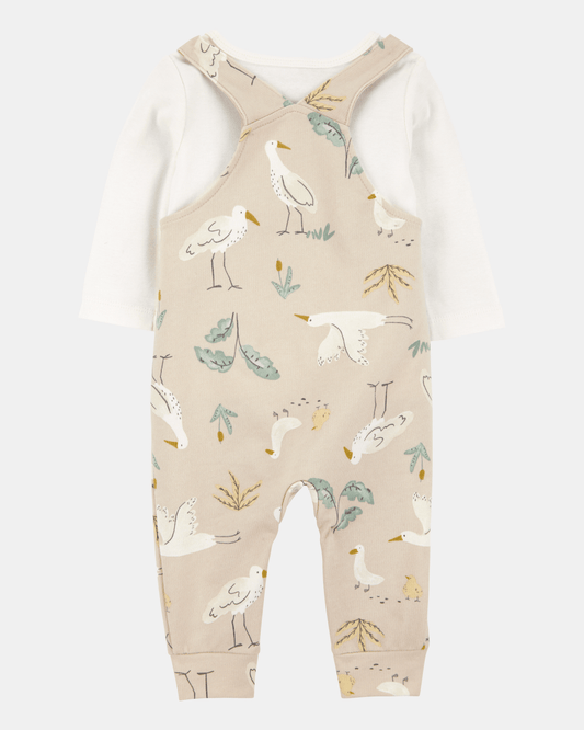 Conjunto dos piezas algodón peto y camiseta diseño aves