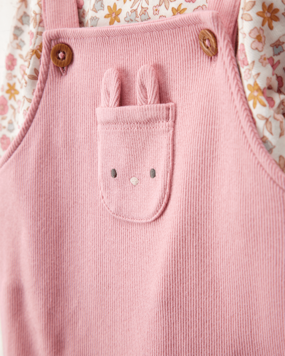 Conjunto dos piezas algodón peto y camiseta diseño conejita
