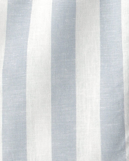 Conjunto dos piezas blusa sin mangas y pantalón de lino, diseño a rayas celeste
