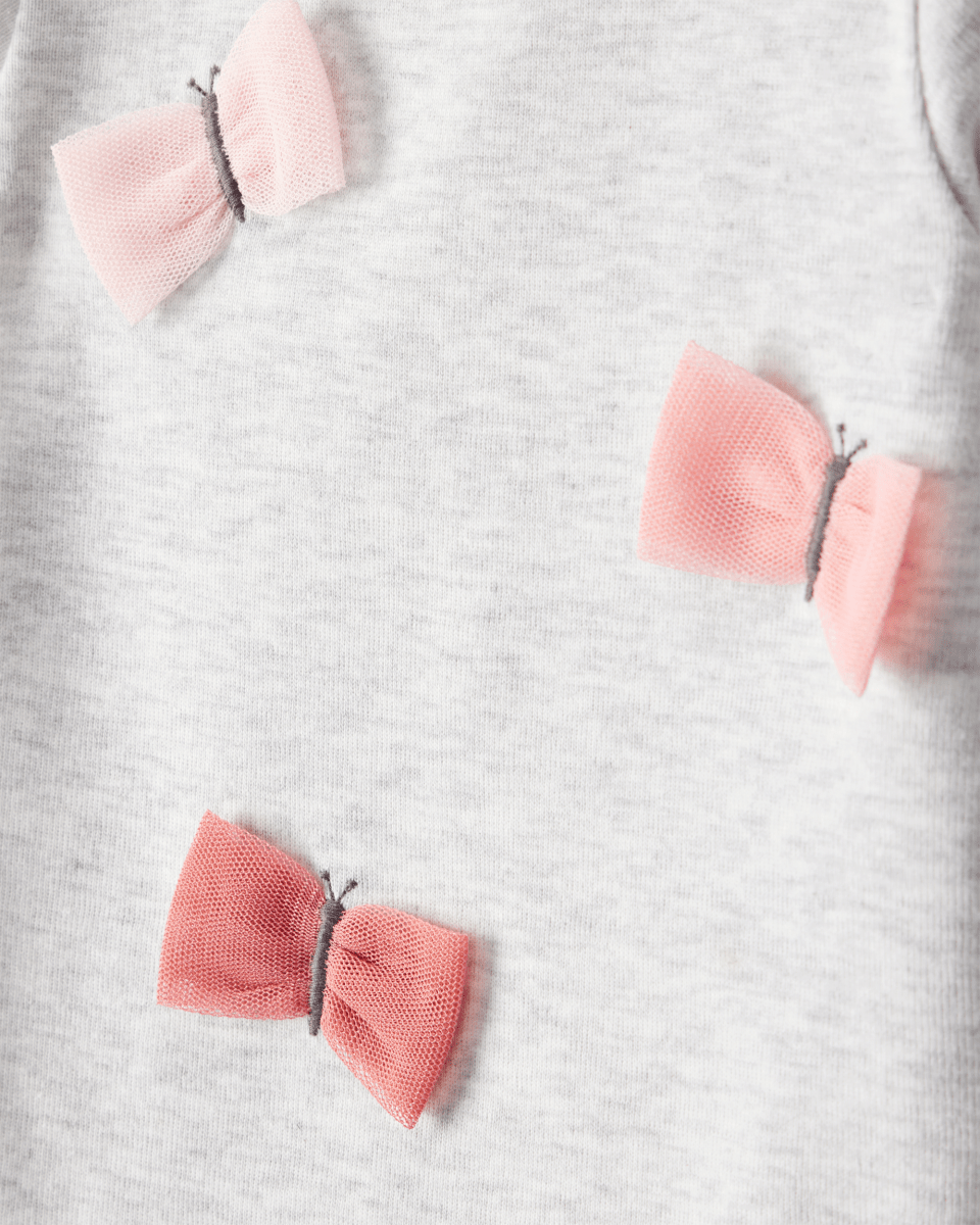 Conjunto dos piezas con body de mariposas y pantalón gris