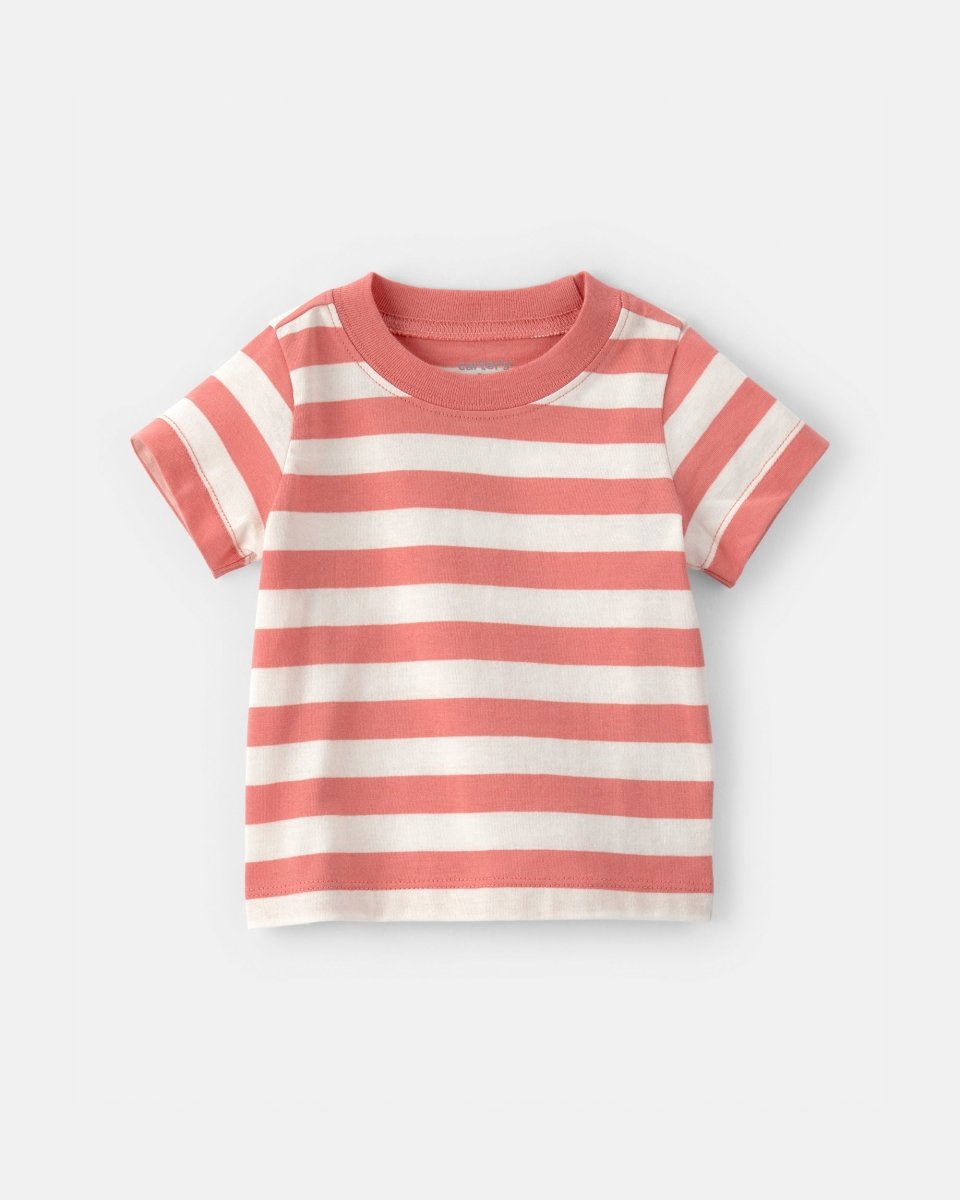 Conjunto dos piezas de algodón con peto corto y camiseta diseño a rayas naútico