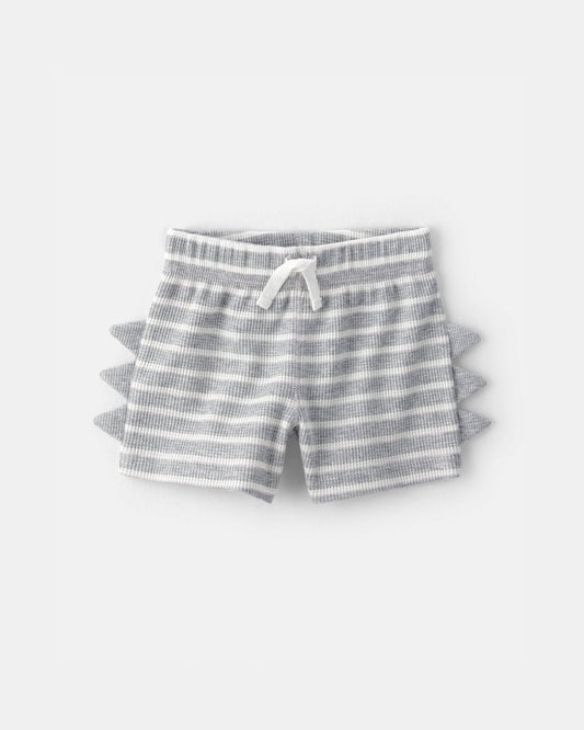 Conjunto dos piezas transpirable body y pantalón corto a rayas, diseño dinosaurio