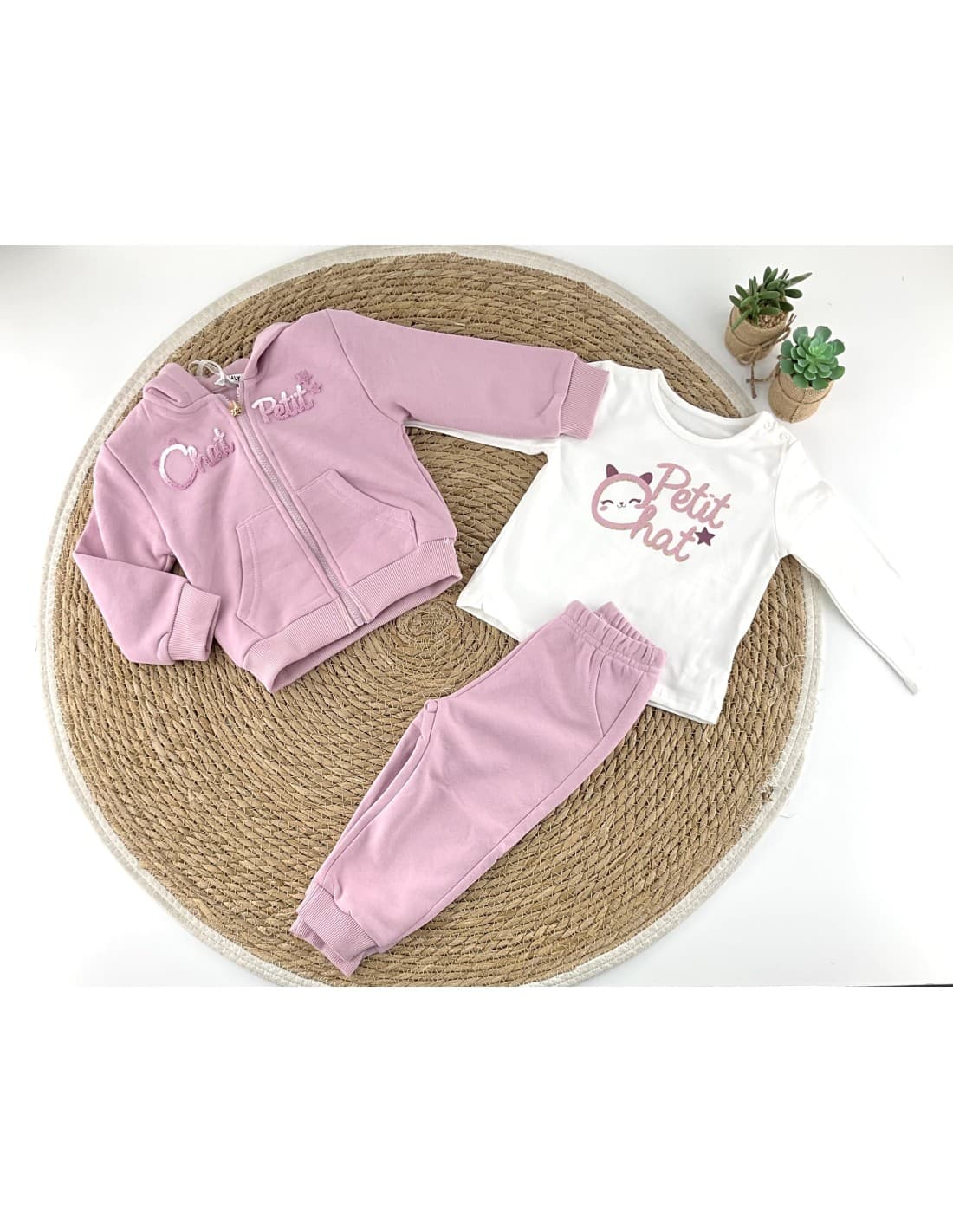 Conjunto Infantil Niña 3 Piezas con Chaqueta, Camiseta y Pantalón Chat Petit 522102307 (1 a 5 años)