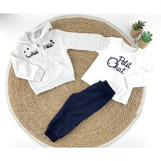 Conjunto Infantil Niña 3 Piezas con Chaqueta, Camiseta y Pantalón Chat Petit 522102307 (1 a 5 años)