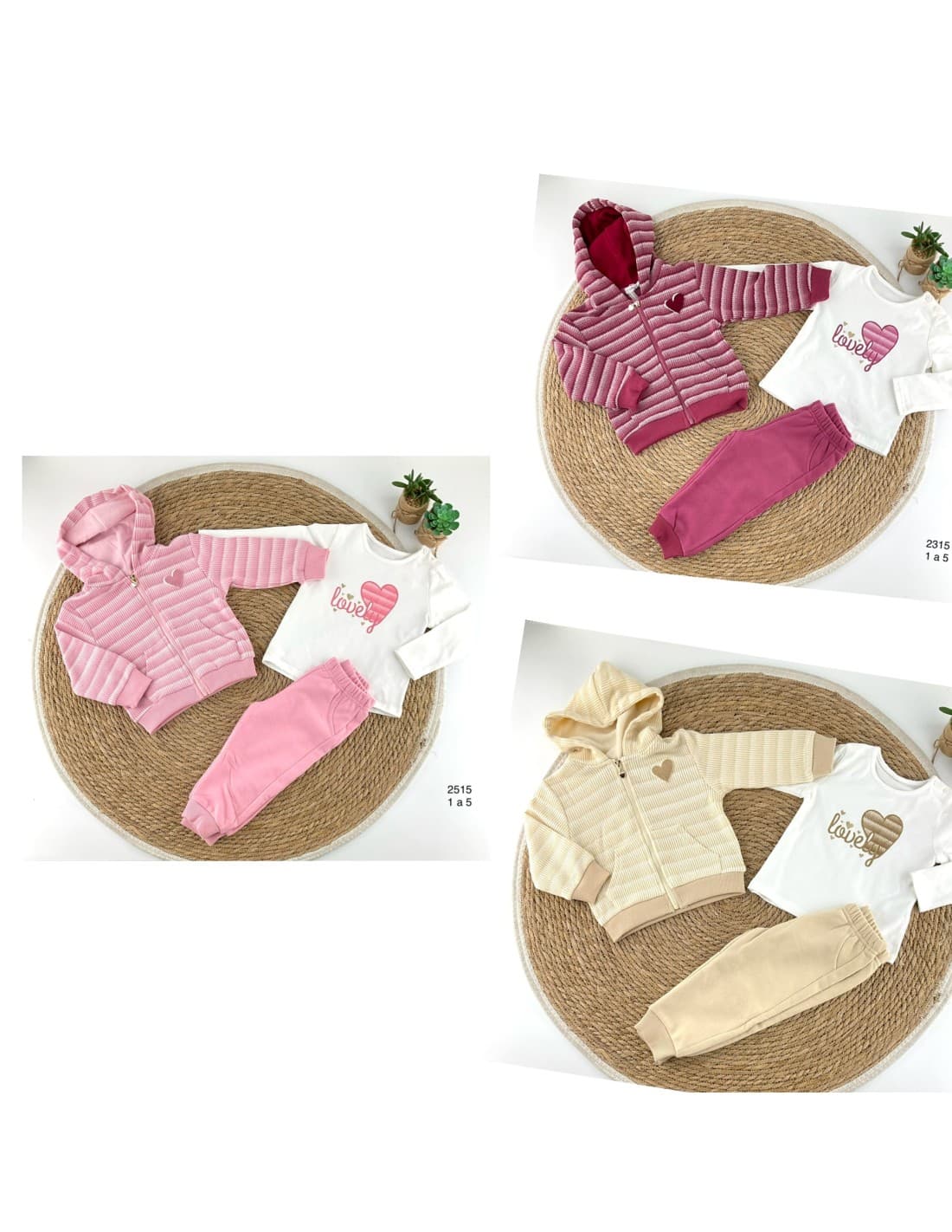 Lindo conjunto 522102315 para menina com 3 peças, casaco, t-shirt e calças (1 a 5 anos)