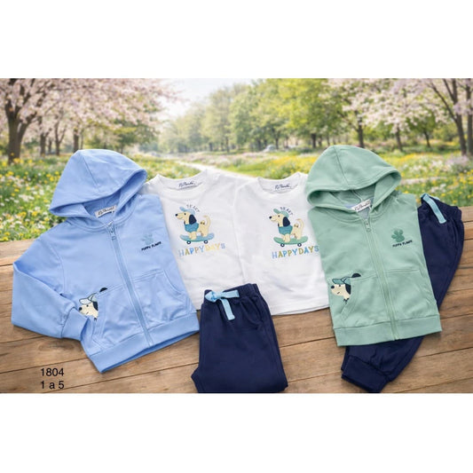 Conjunto infantil niño 3 piezas con sudadera y capucha 622001804