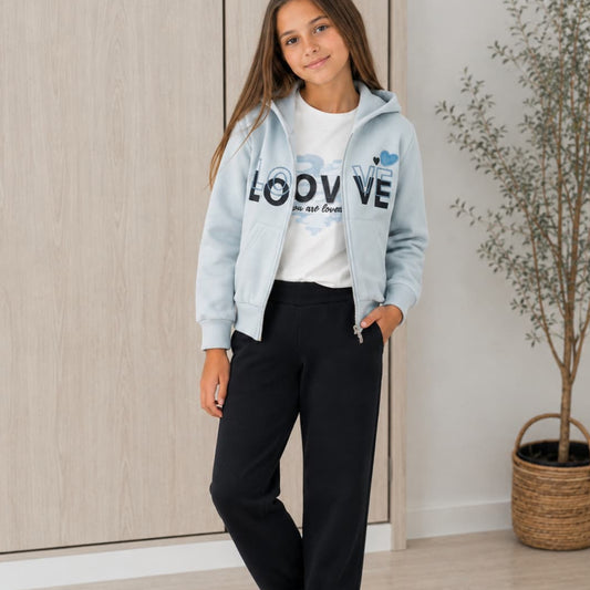 Conjunto de niña de 3 piezas con sudadera con capucha, camiseta manga larga y pantalón jogger 622102710