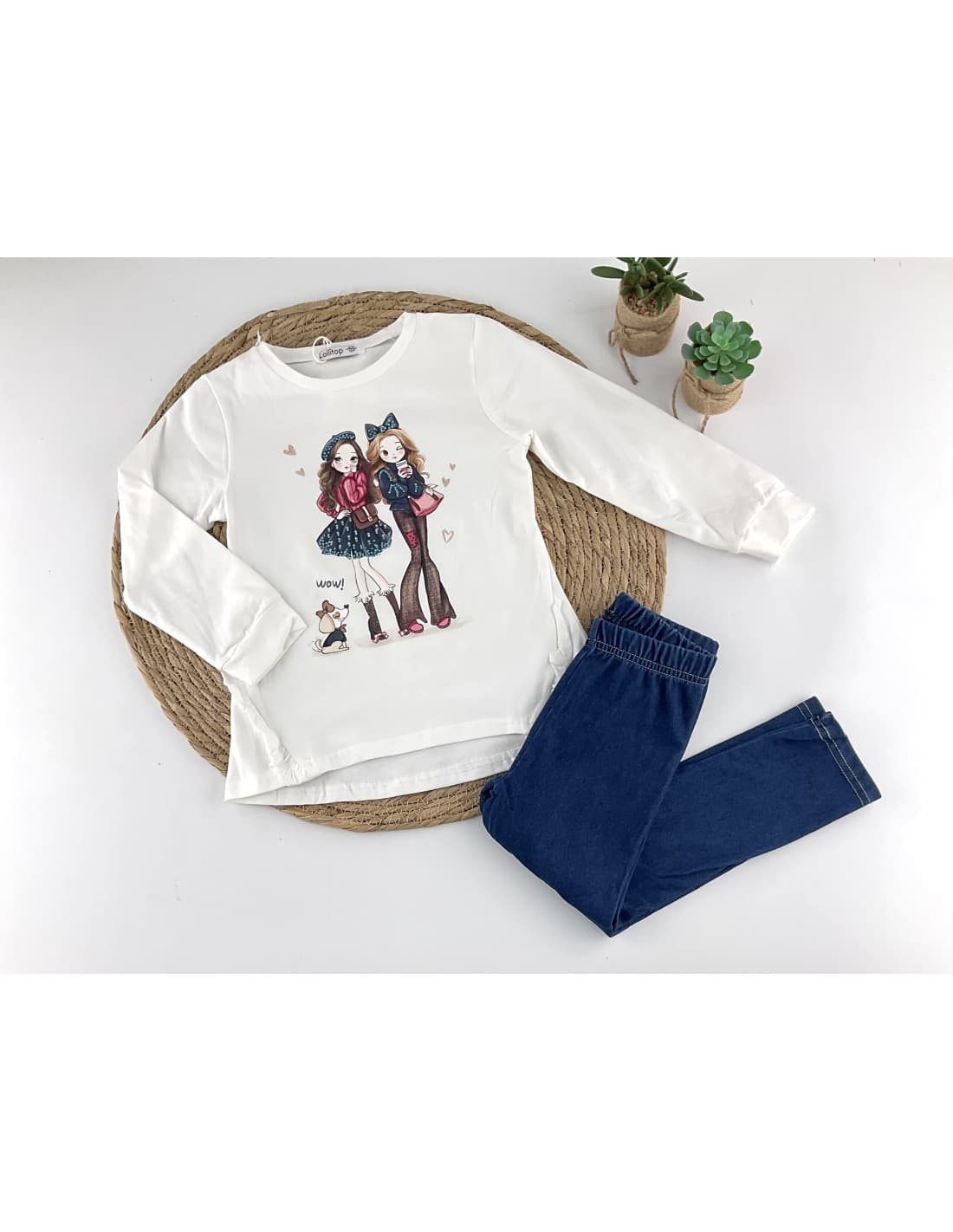 Ensemble fille 522100591 T-shirt imprimé et jean confortable (4 à 12 ans)